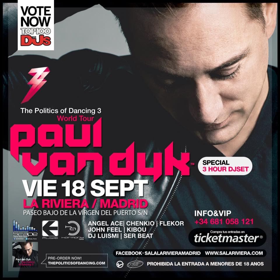 Paul van Dyk pasa por Madrid el 18 de septiembre presentando "The Politics of Dancing Vol.3"