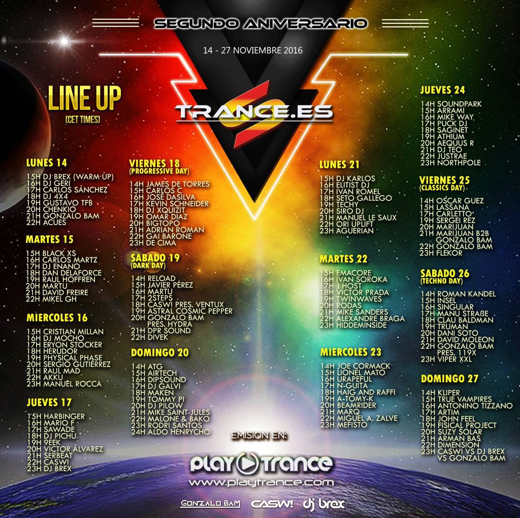 Trance.es segundo aniversario line-up